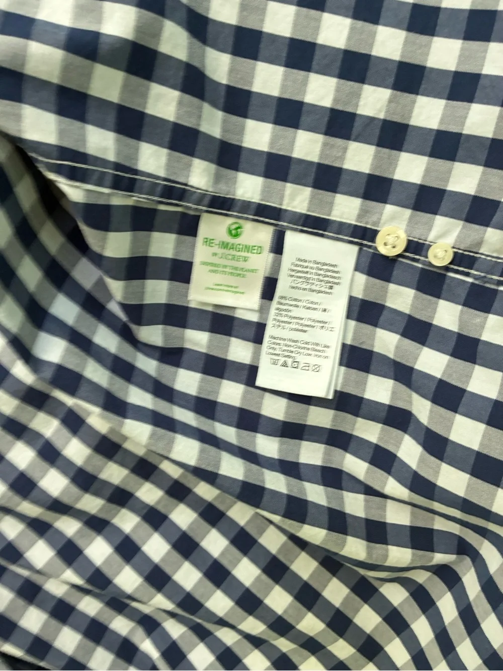 JCrew Blue and White Gingham Button-Down Shirt